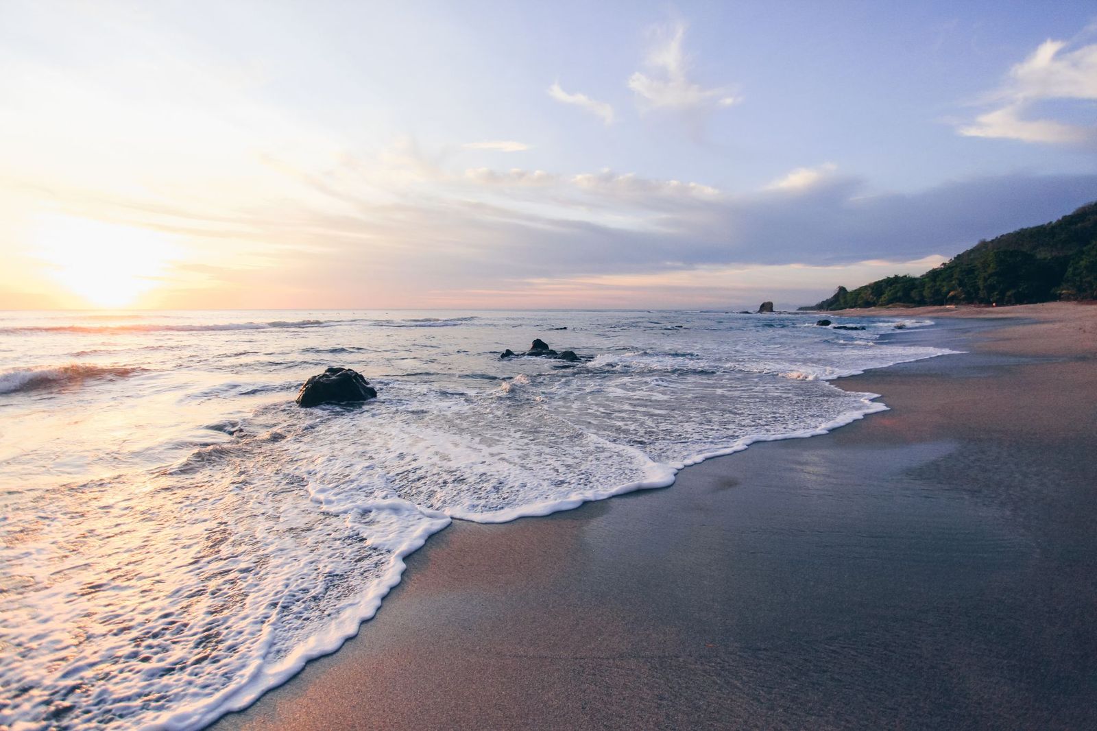 Beautiful sunny beach in Santa Teresa, Costa Rica
